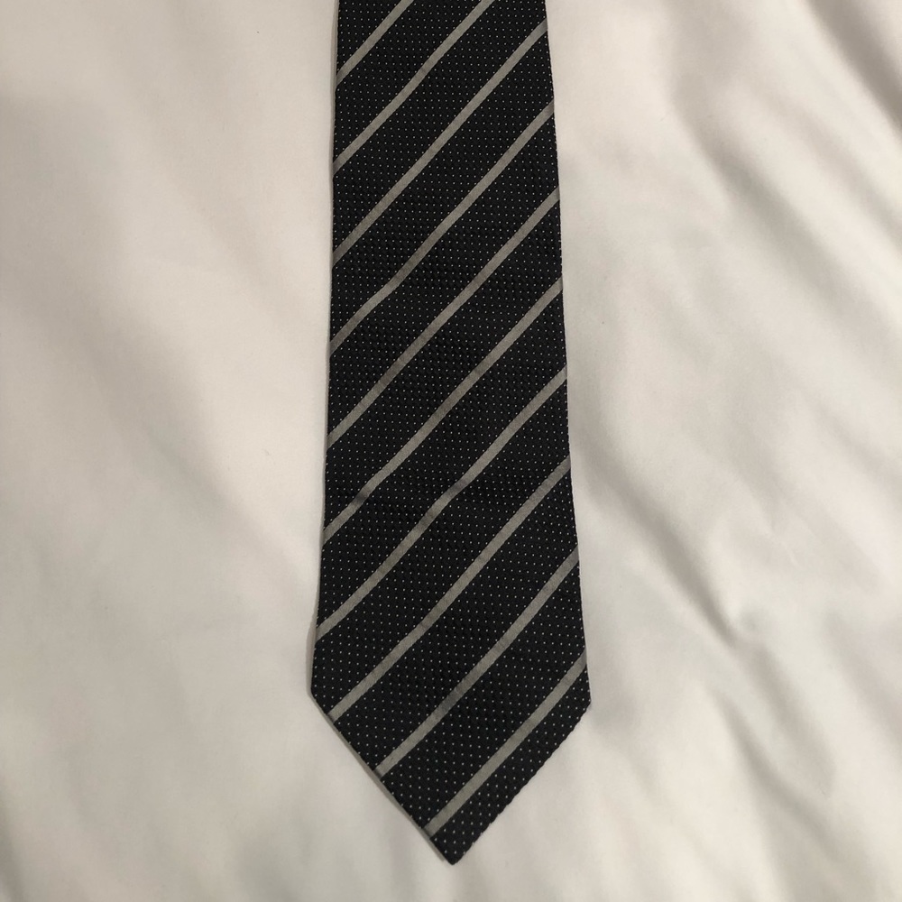 Giorgio Armani Tie - Black with Silver stripes